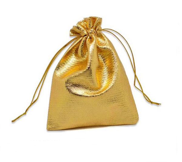 metallic gold and silver satin gift pouch