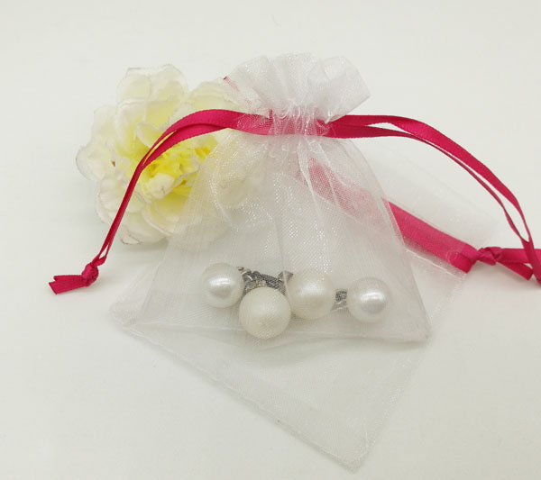 Small White Organza Jewelry Pouch