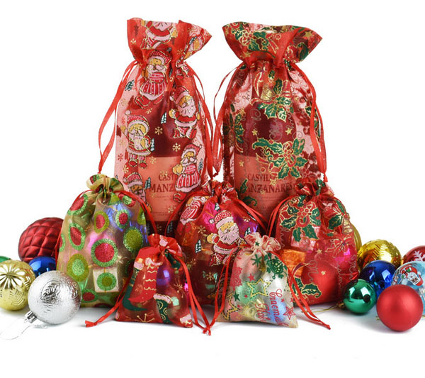 Christmas gift bag organza sheer festival party favors pouch