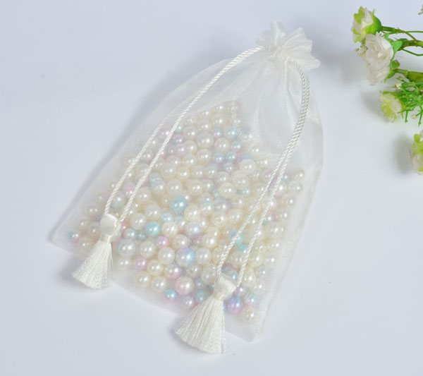 white tassels organza gift cosmetics sachet pouch