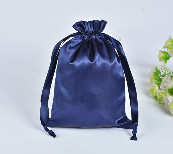 navy blue satin gift bag 