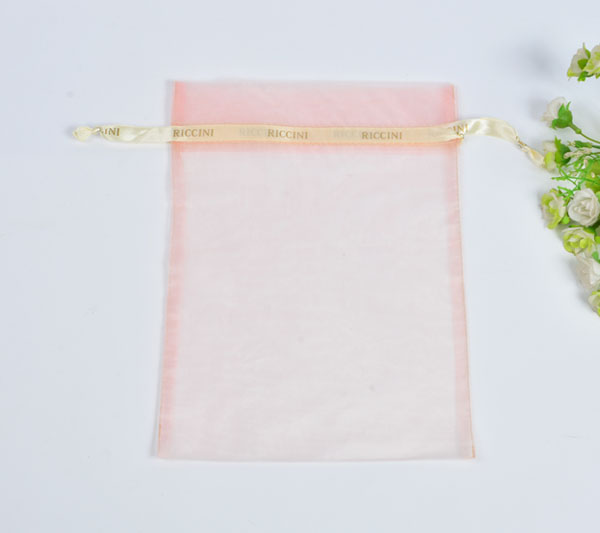 pink organza drawstring gift bag 