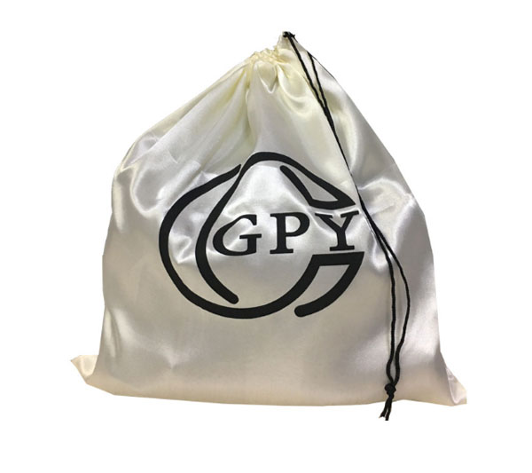 large white satin drawstring bag 