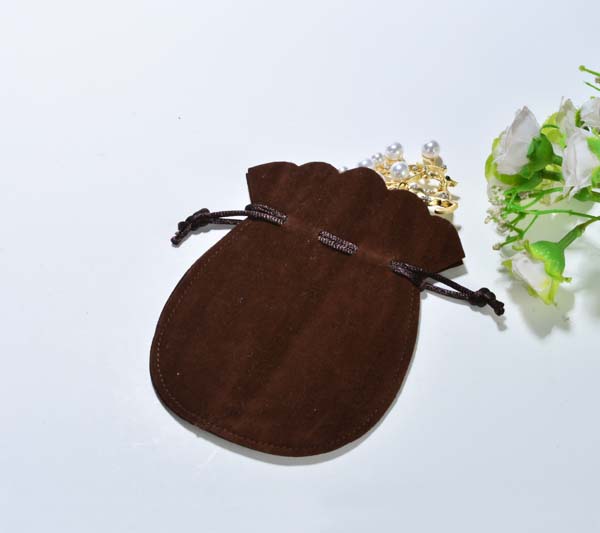 coffee velvet jewelry gourd pouch 