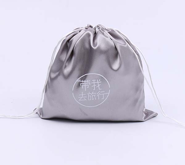 Grey Satin Organizer Drawstring Bag for Travel 