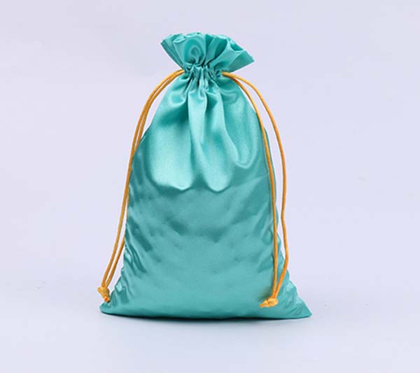 turquoise satin gift bag customized logo