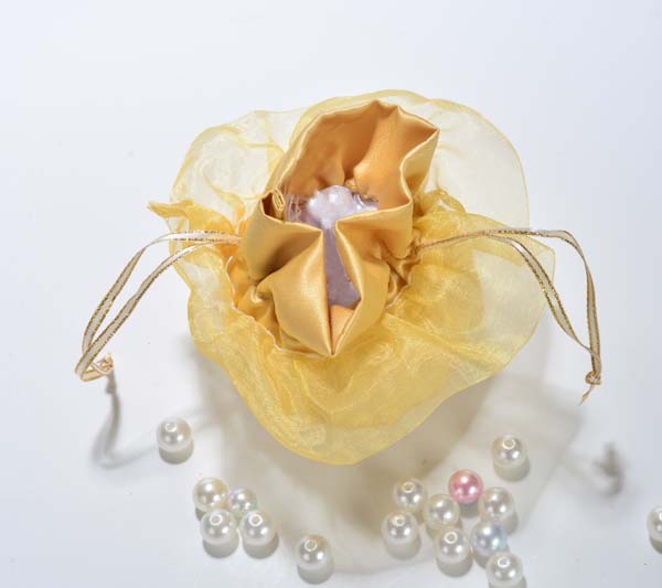 gold satin organza wedding favors bag 