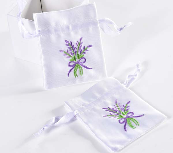 Satin Lavender Sachets with Embroidery Lavender
