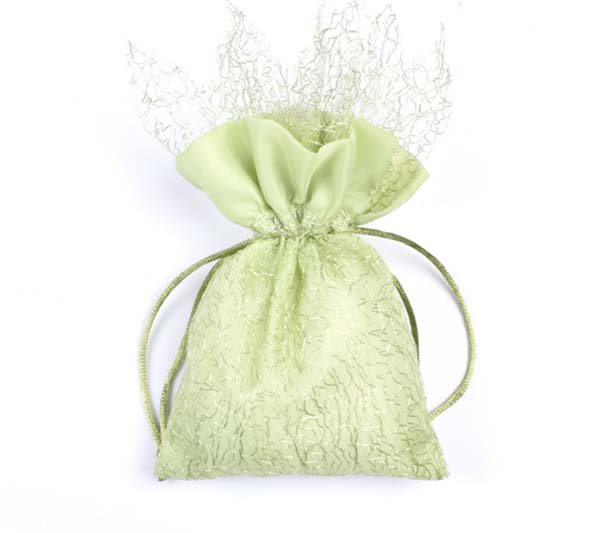 satin drawstring bag with bling fabric 