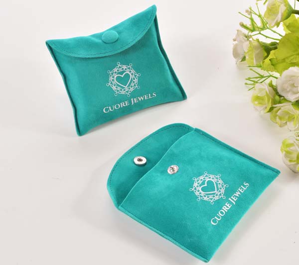 Tiffany Blue Velvet Jewelry Pouch with Button 