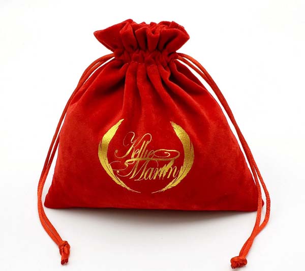 velvet gift bag with gold stamping logo 