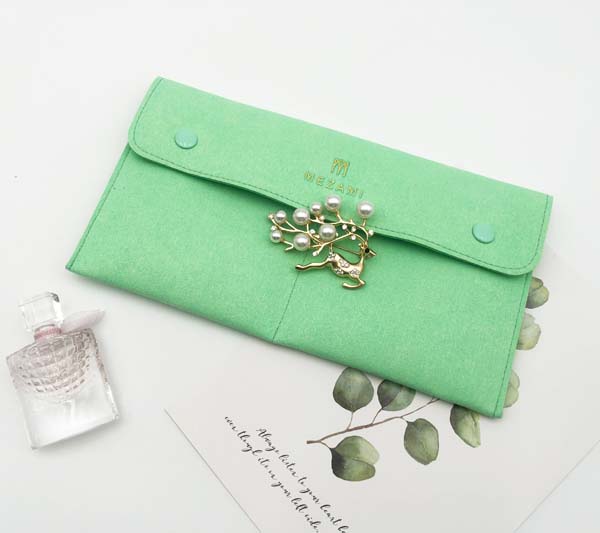 Thick Microfiber Jewellery Bag with Button Closure 