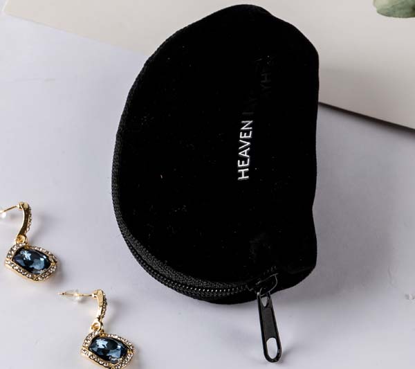 Black Velvet Zipper Pouch for Jewelry 