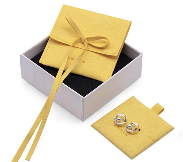Yellow Microfiber Jewelry Pouches with Bow