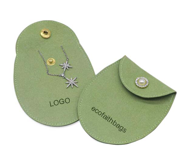 Green Microfiber Jewelry Pouch for Bracelet Packaging 