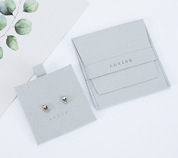 Grey Jewelry Bag with Jewelry Card Holder 